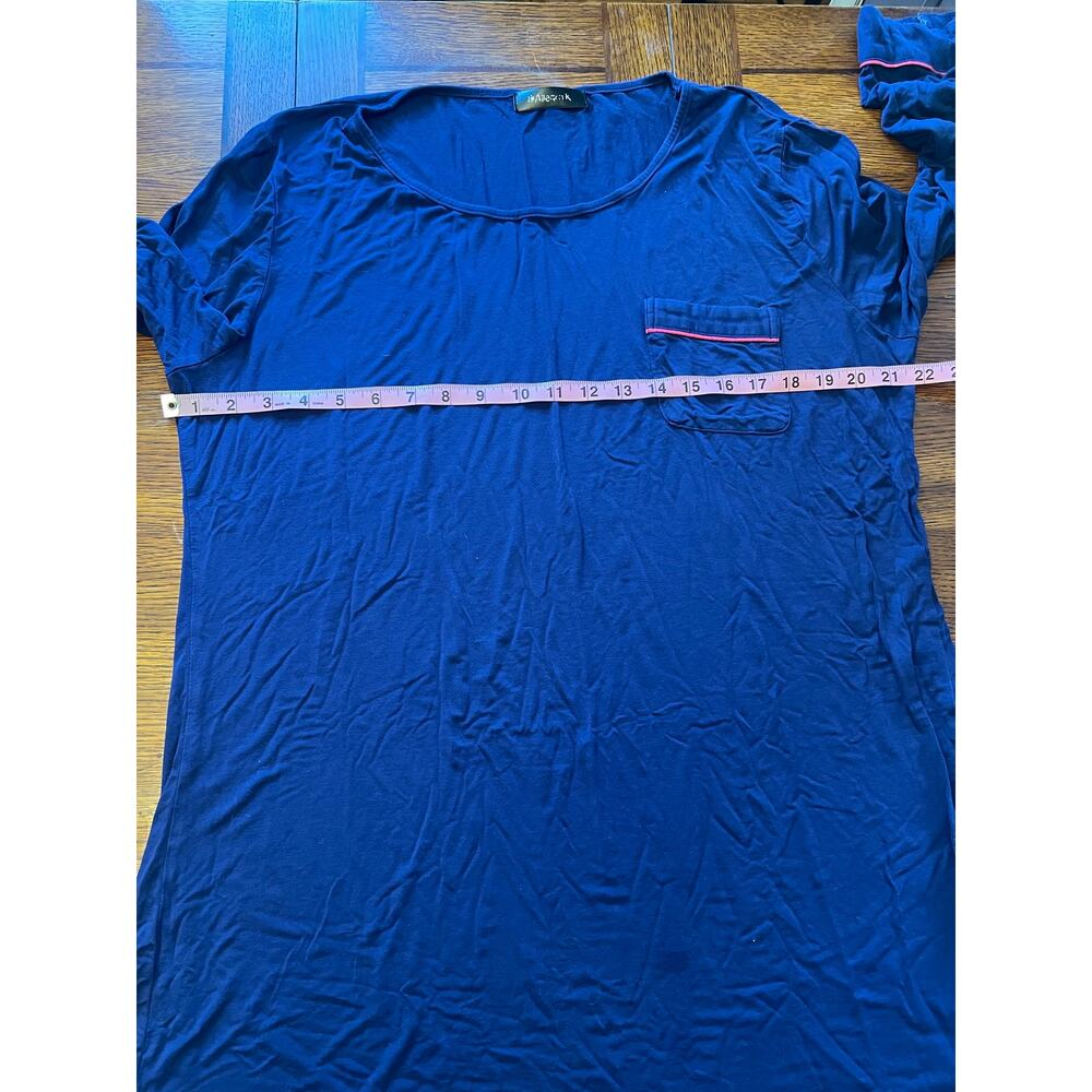 Allegra K Blue Rayon Spandex Sleep Gown Nightshirt XL Soft Long Sleeve Pajamas - Picture 6 of 8